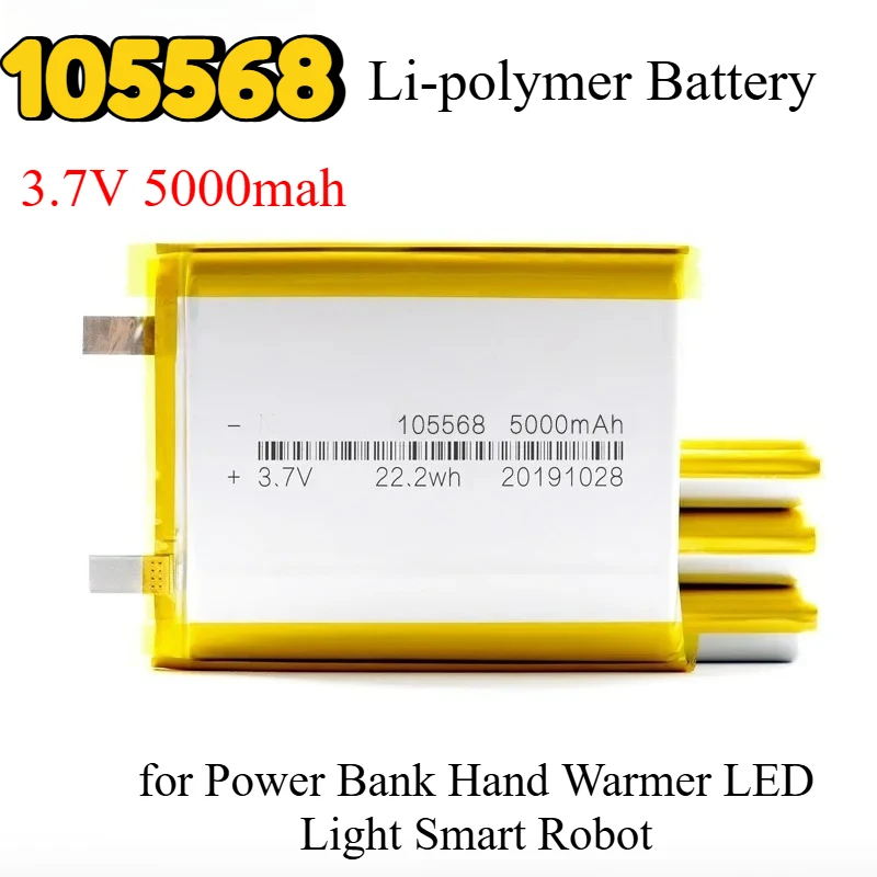 3.7V 5000mah 105568 Polymer Lithium Battery for Power Bank Hand