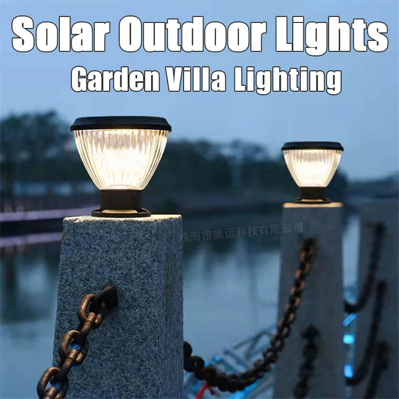 New Solar Outdoor Post Lights Contemporary Waterproof LED Vintage Lamps for Courtyard Garden Villa Balcony Decor Pillar Lighting