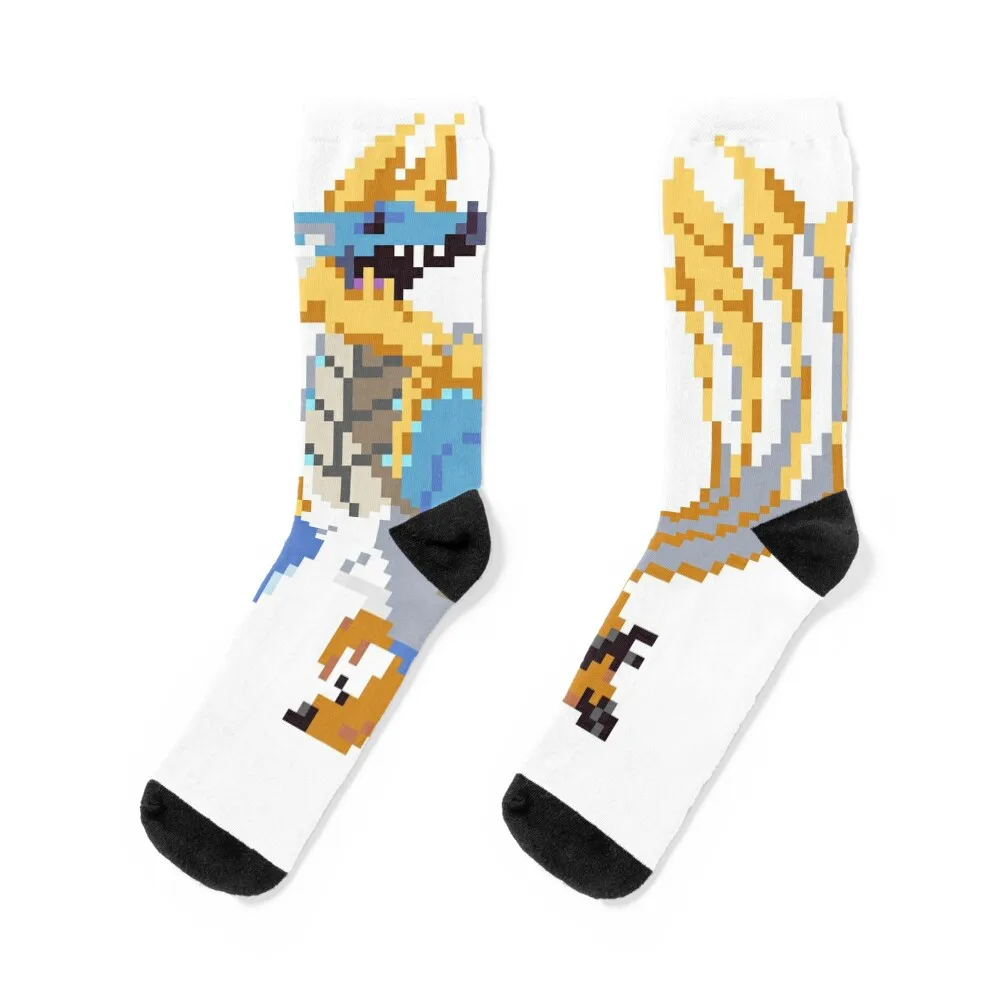 

Zinogre Pixel Art Socks hiking New year's Novelties Run Women Socks Men's