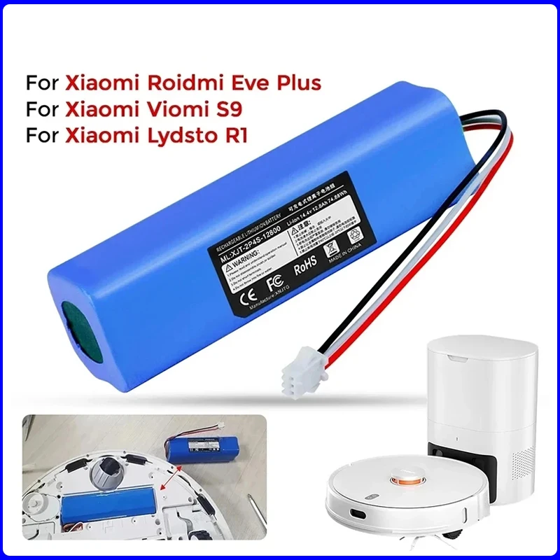 

Replacement For XiaoMi Lydsto R1 Roidmi Eve Plus Viomi S9 Robot Vacuum Cleaner Battery Pack Capacity 12800mAh Accessories Parts