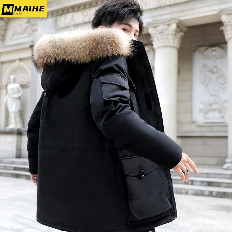 Winter -30 Degree Down Coats Jacket Men 90% White Duck Down Large Fur Collar Warm Thicken Parkas Snow Outcoat Male Camouflage