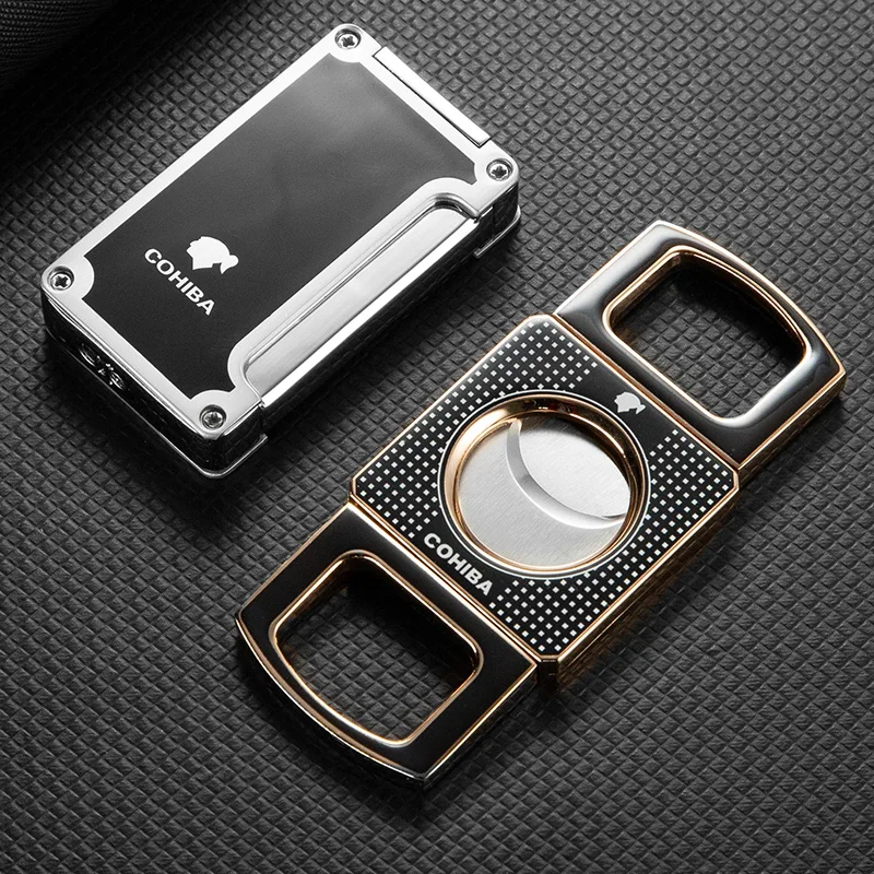 CIGARLOONG Cigar Cutter Set Portable Stainless Steel Cigar Cutter Multifunction Lighter 2 Gift Sets