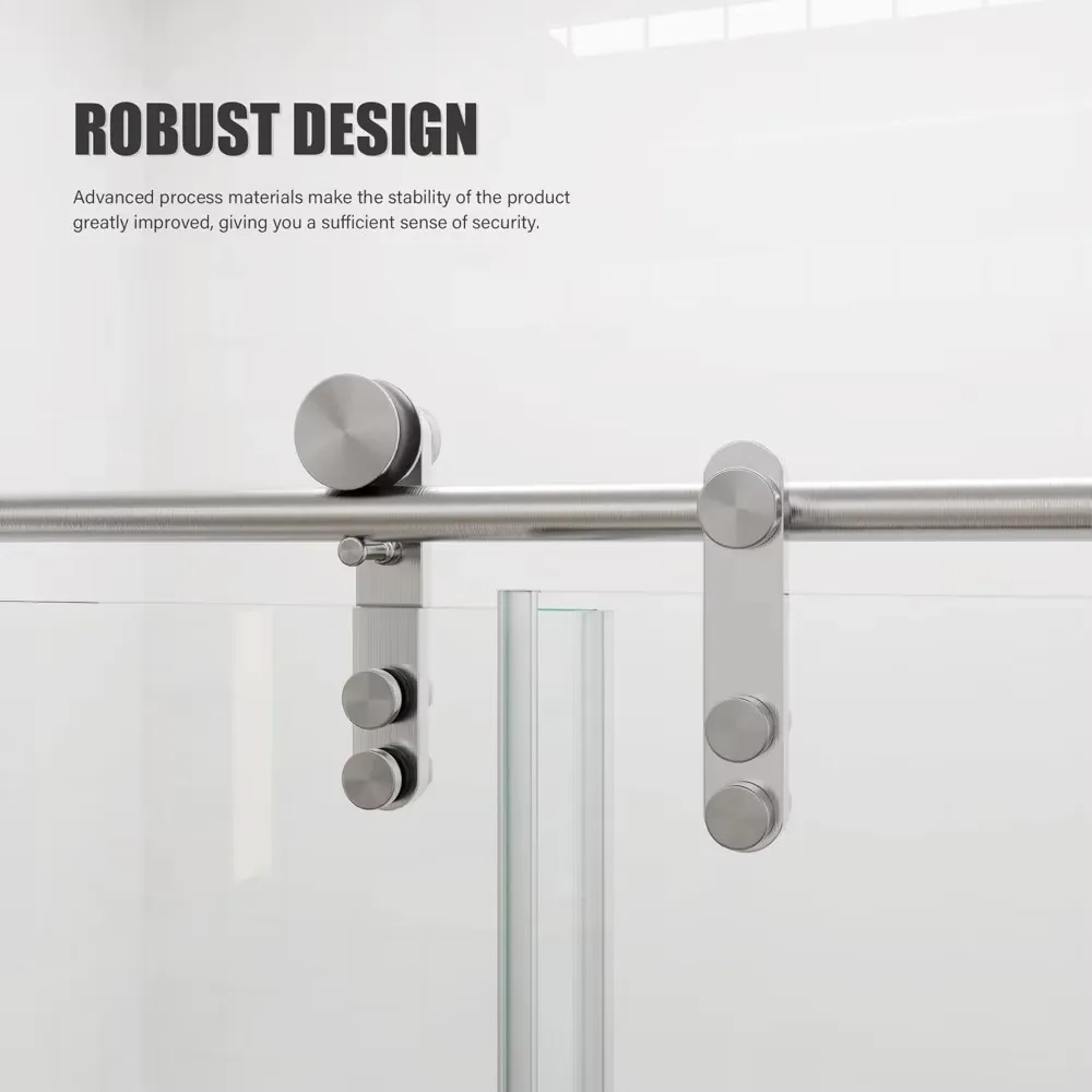 Tub Shower Door, 56-60 in. Wide, Frameless Sliding, with Handle and Watertight Seal, Tempered Glass, Multi-Size Shower Door 2