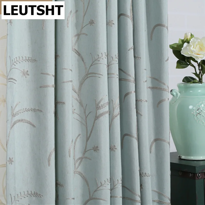 

Modern Curtains for Living Dining Room Bedroom American Pastoral Style Curtains Cotton and Linen Embroidered Fabric CurtainTulle