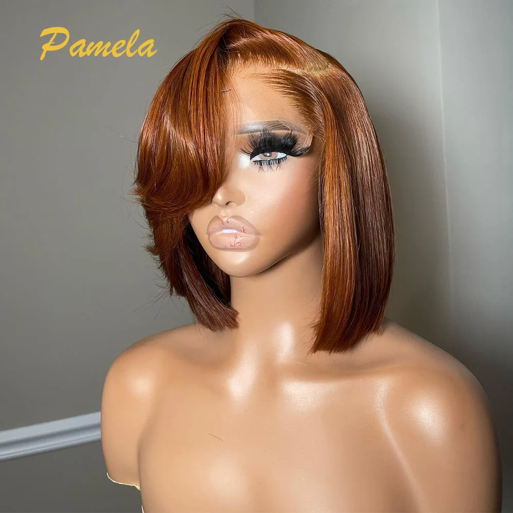 

Ginger Blonde Pixie Cut Short Bob Wig For Women Straight Bob 13x4 Lace Frontal Glueless Pre Plucked Wig Human Hair Ready To Wear