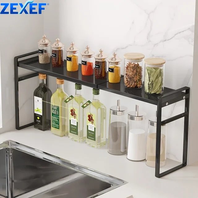 ZEXEF Retractable อุปกรณ์เสริมสําหรับห้องครัวตู้เฟอร์นิเจอร์ชั้นวางห้องน้ํา Rack Home Pantry Spice 1