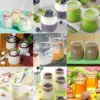 4oz Clear Glass Jars With PE Lids,Glass Yogurt Container,Glass Pudding Jars Yogurt Jars for Milk,Jams,Jelly,Mousse,Honey 6