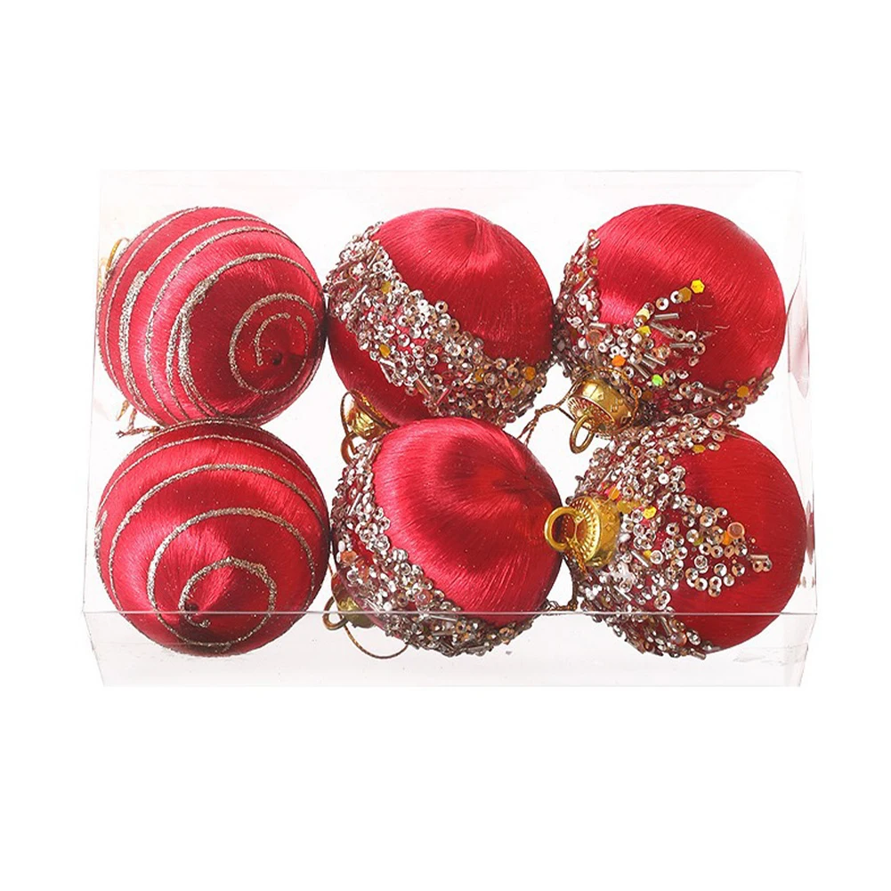 thumbnail image 1 of 6 bolas navideñas de 6/8 cm con lentejuelas de seda para colgar en el árbol de Navidad, decoración navideña 2024, 1 of 5