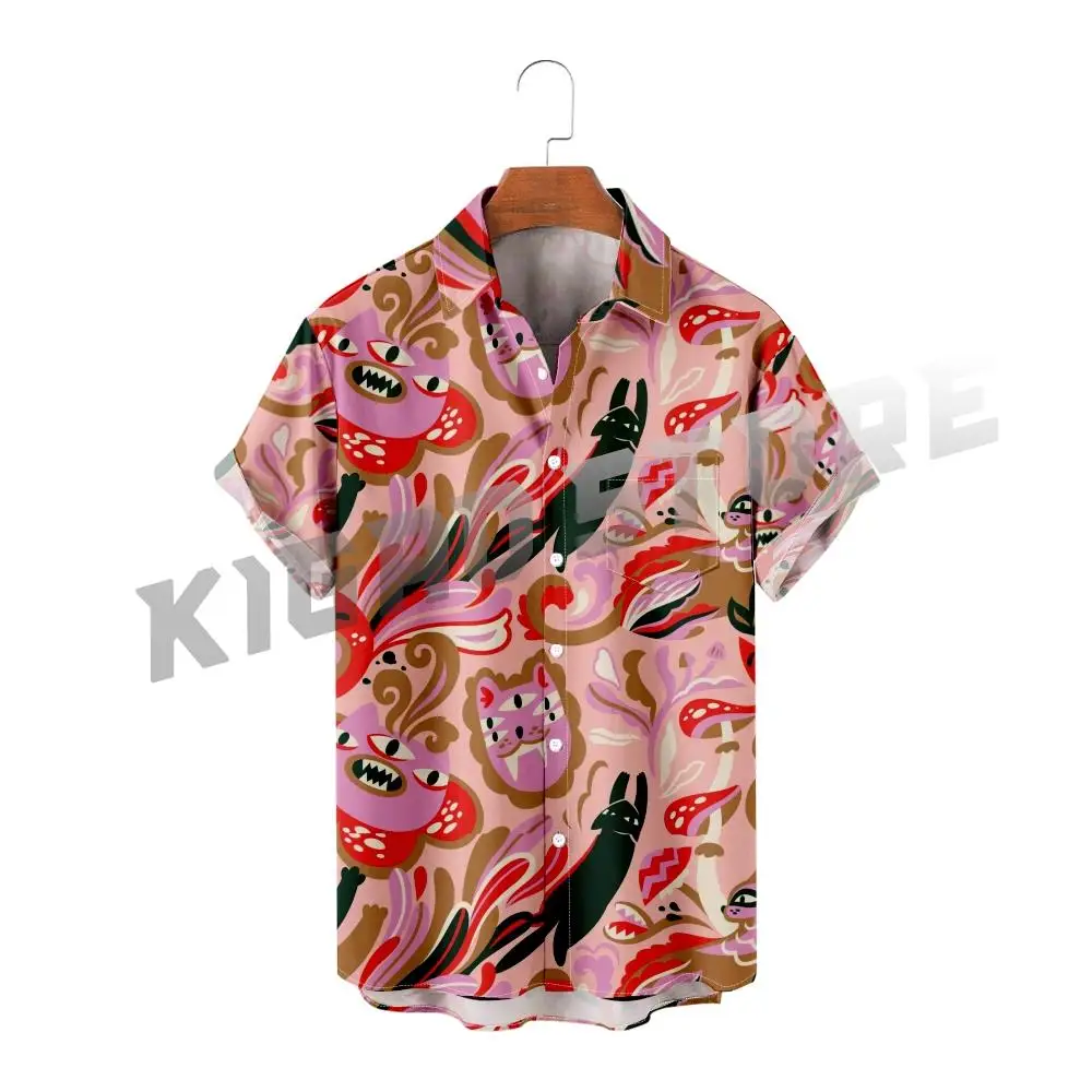 

Casual Goth Men's Hawaiian Shirt For Women Cartoon 3D Printed Hombre Fashion Casual Beach Oversized Clothes