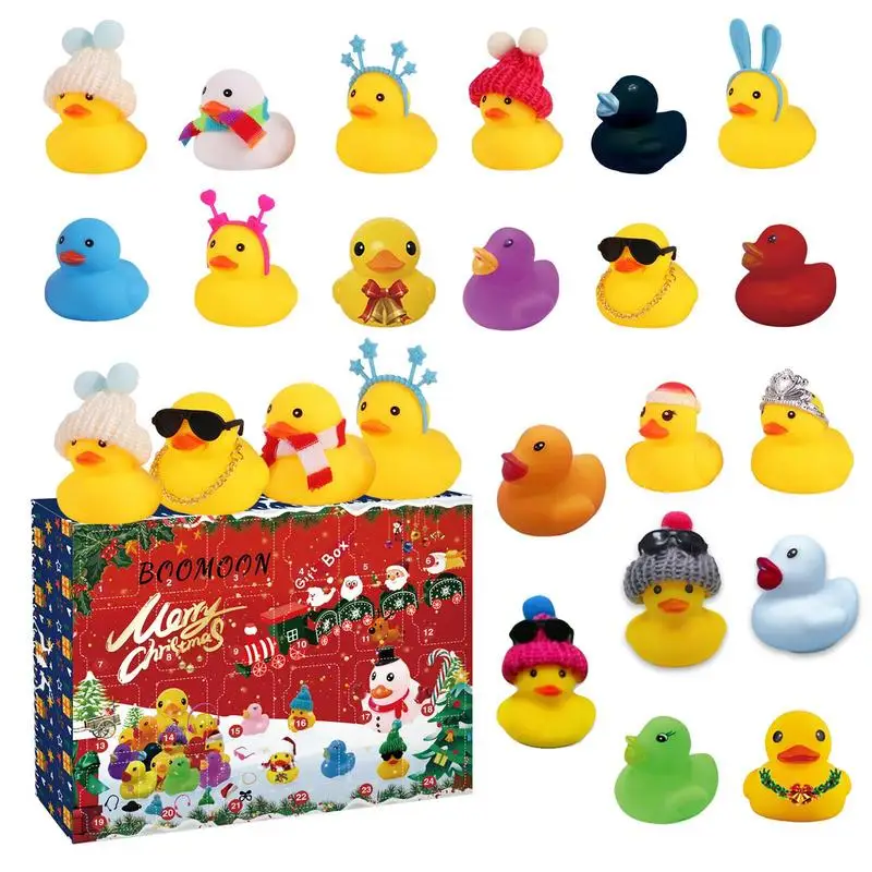 

24pcs Ducks Advent Calendar Party Favor Rubber Duck Countdown 24 Days Countdown Stress Relief Christmas Creative Gifts