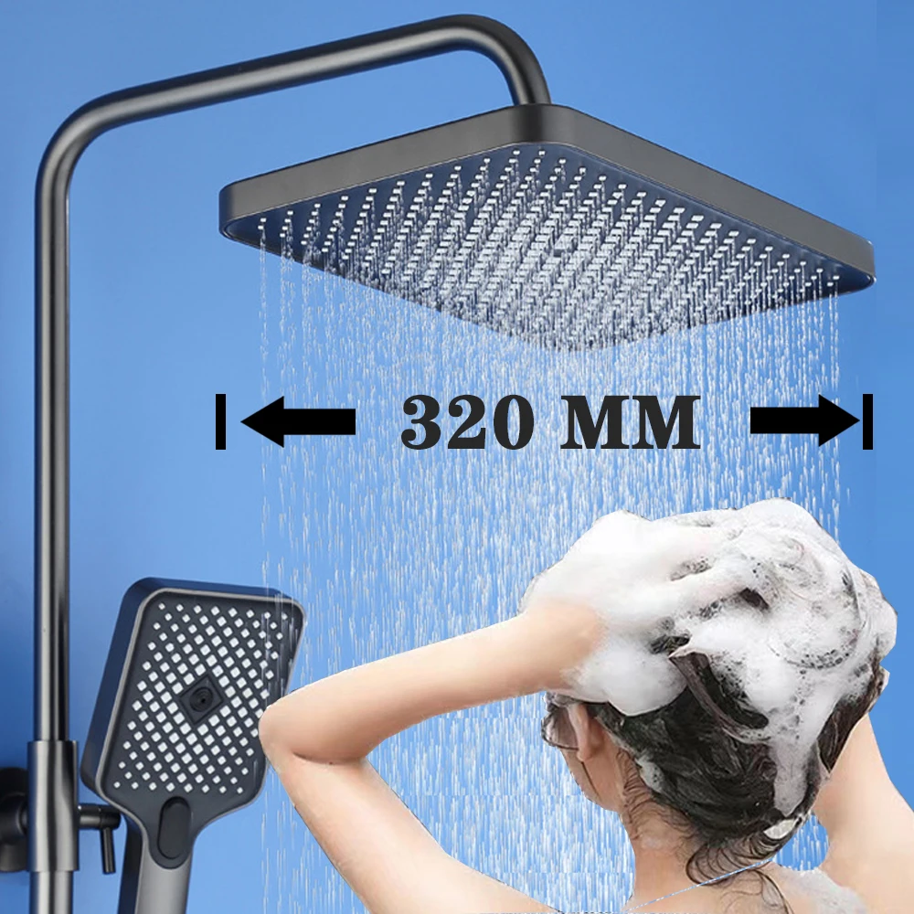 HUUKE Soffione doccia a pioggia da 30,5 cm, soffione doccia ad alta pressione in nichel spazzolato con braccio curvo flessibile e spruzzatore portatile a 4 impostazioni, tubo flessibile da 152 cm