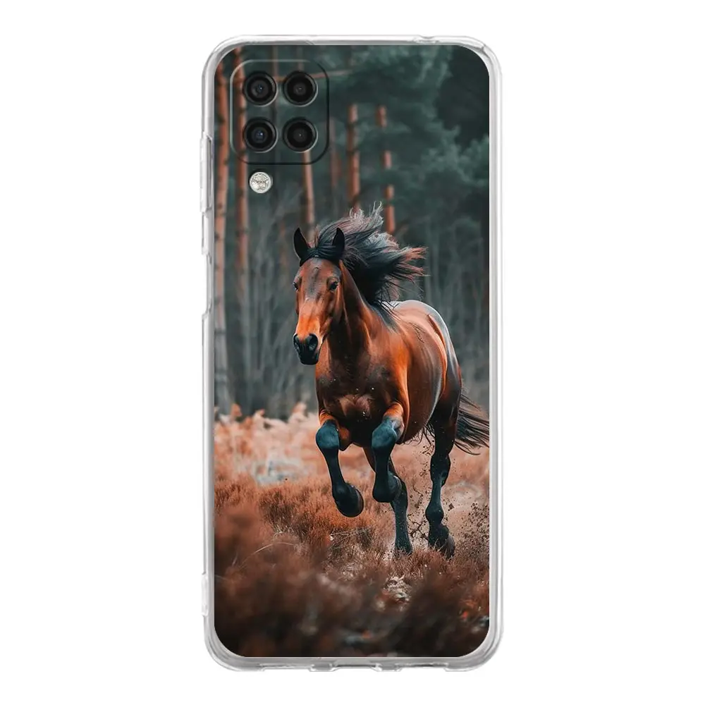 Black and White Galloping Horses Phone Case Cover