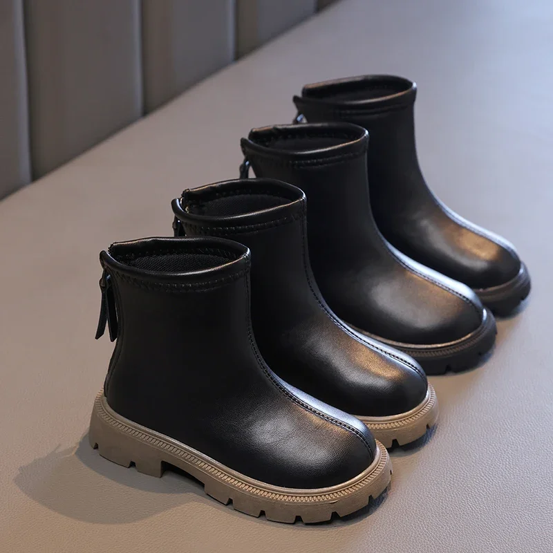Children Short Boots for Girls Boys Autumn Winter British Style Shoes
