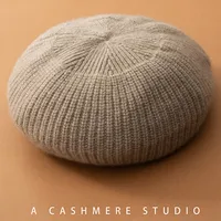 Women 100% Cashmere Berets French Artist Style Warm Winter Beanie Hat Retro Beret Solid Elegant Lady All Matched Autumn Caps 2