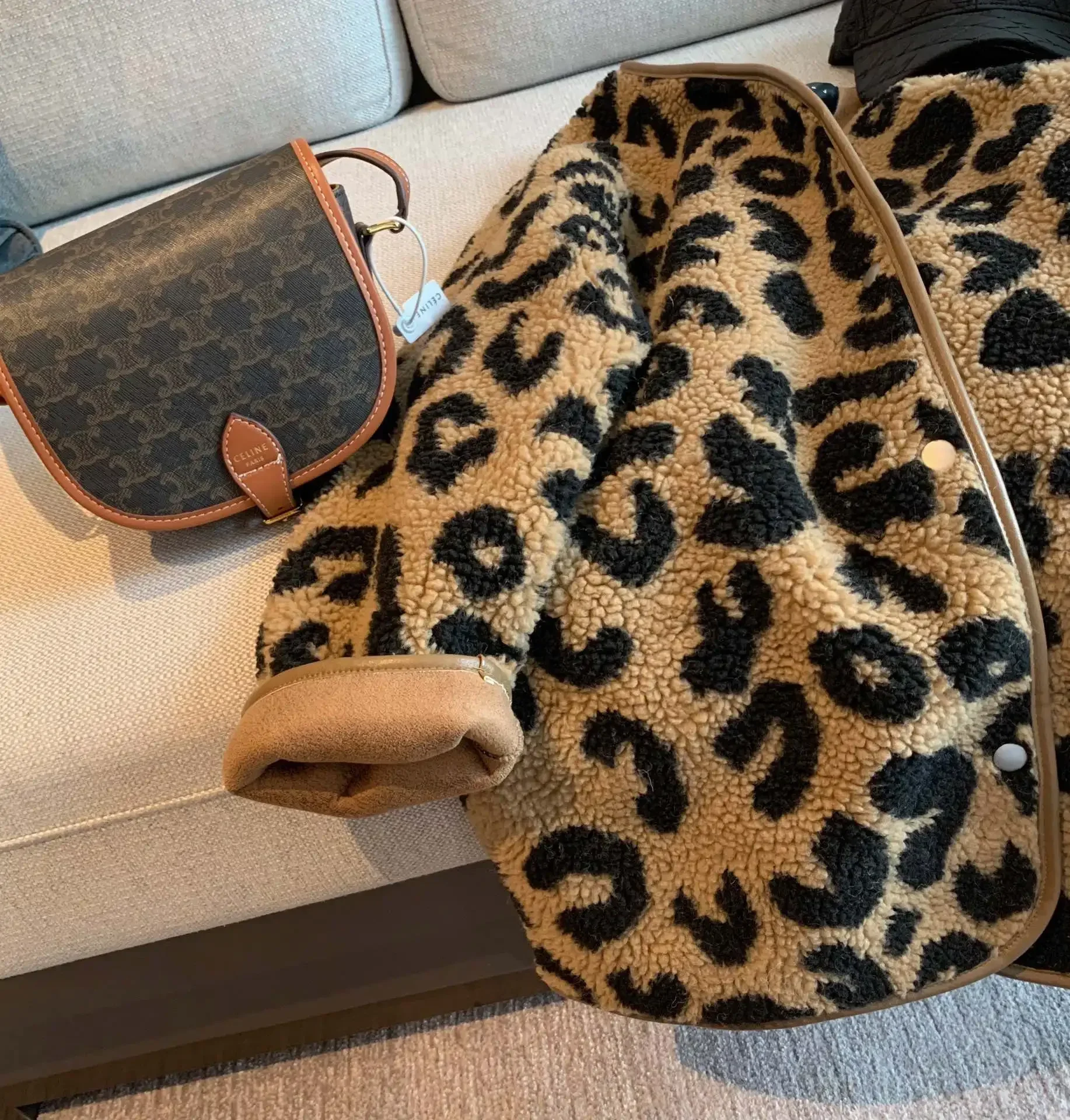 QNPQYX New Fashion Leopard Print Fur One-piece Short Jacket Women Spring and Autumn Korean Loose Casual Thick Tops