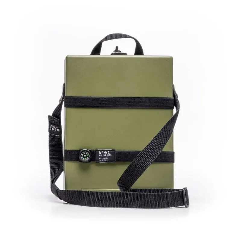 Writers Messenger Wood Box Multi-Function Artist Tool and Brush Storage Box Retro Wooden Handmade Portable Crossbody Postman Bag