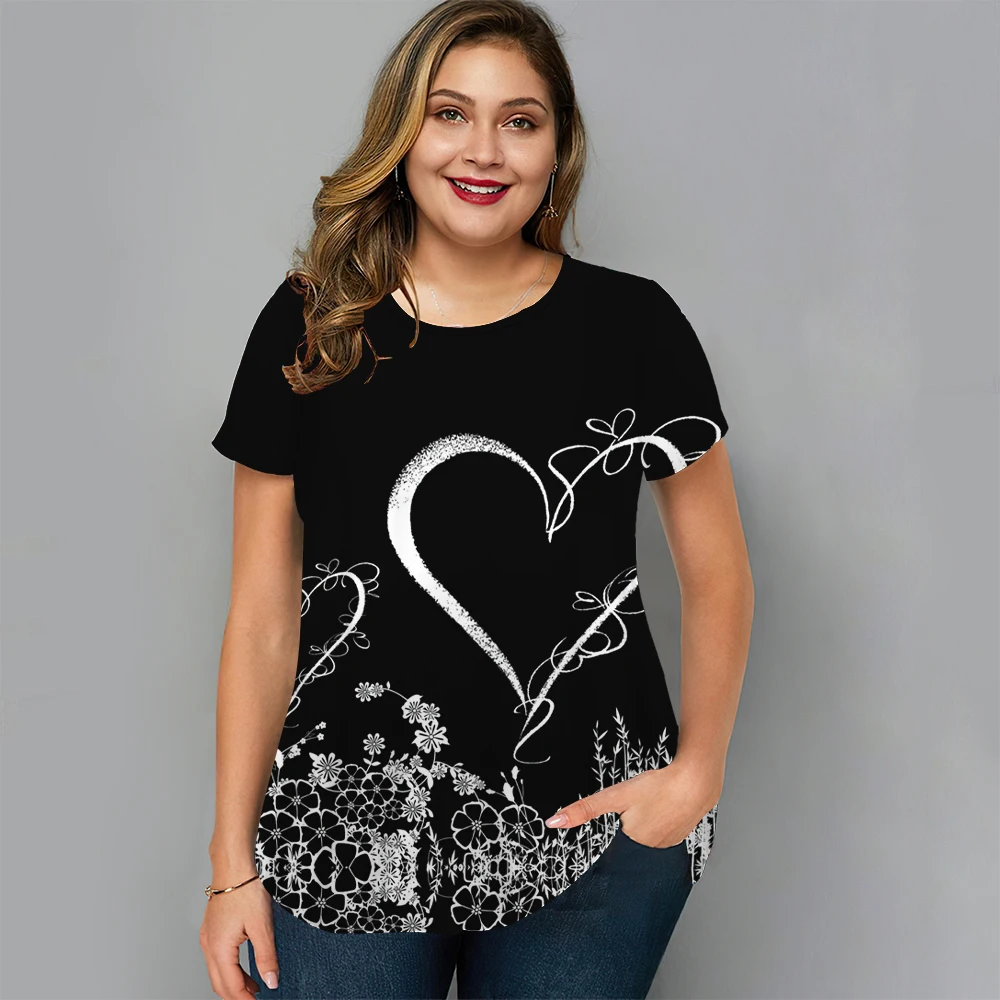 Floral T Shirt Für Frauen Übergroßen Y2k Mädchen Kleidung O Hals Mode Kurzarm Bluse Sommer Neue Streetwear Weibliche Casual tops
