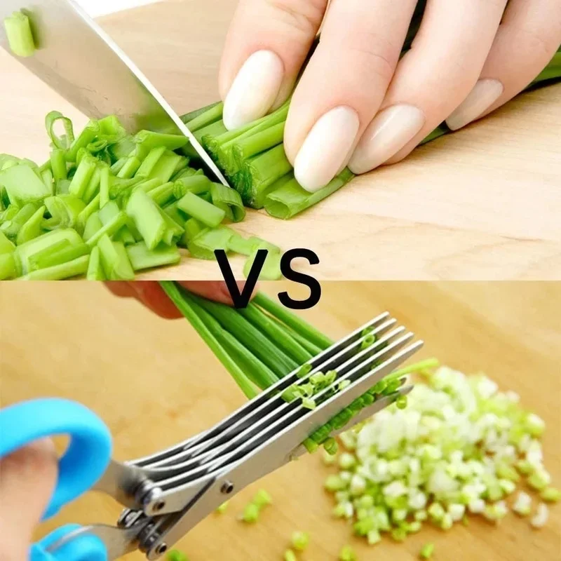 Muti-Layers Kitchen Scissors Stainless Steel Vegetable Cutter Scallion Herb Laver Spices cooking Tool
