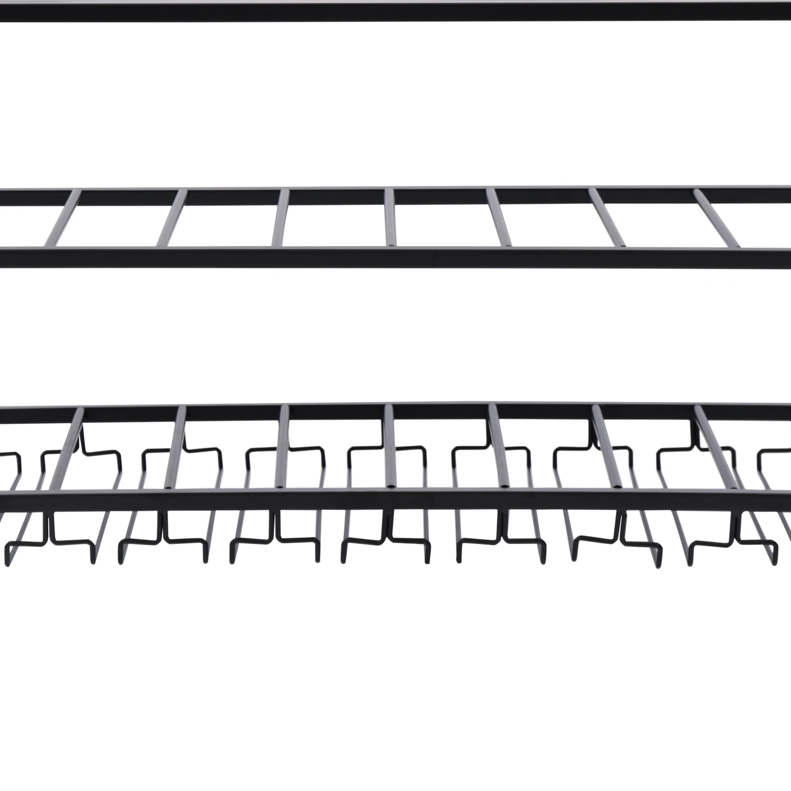 3-stöckiges Weinregal, Weinglashalter, Wandmontage, platzsparender Stahl, 80 x 25 x 55 cm, schwarze Flaschen-Display-Bar – Detail 5