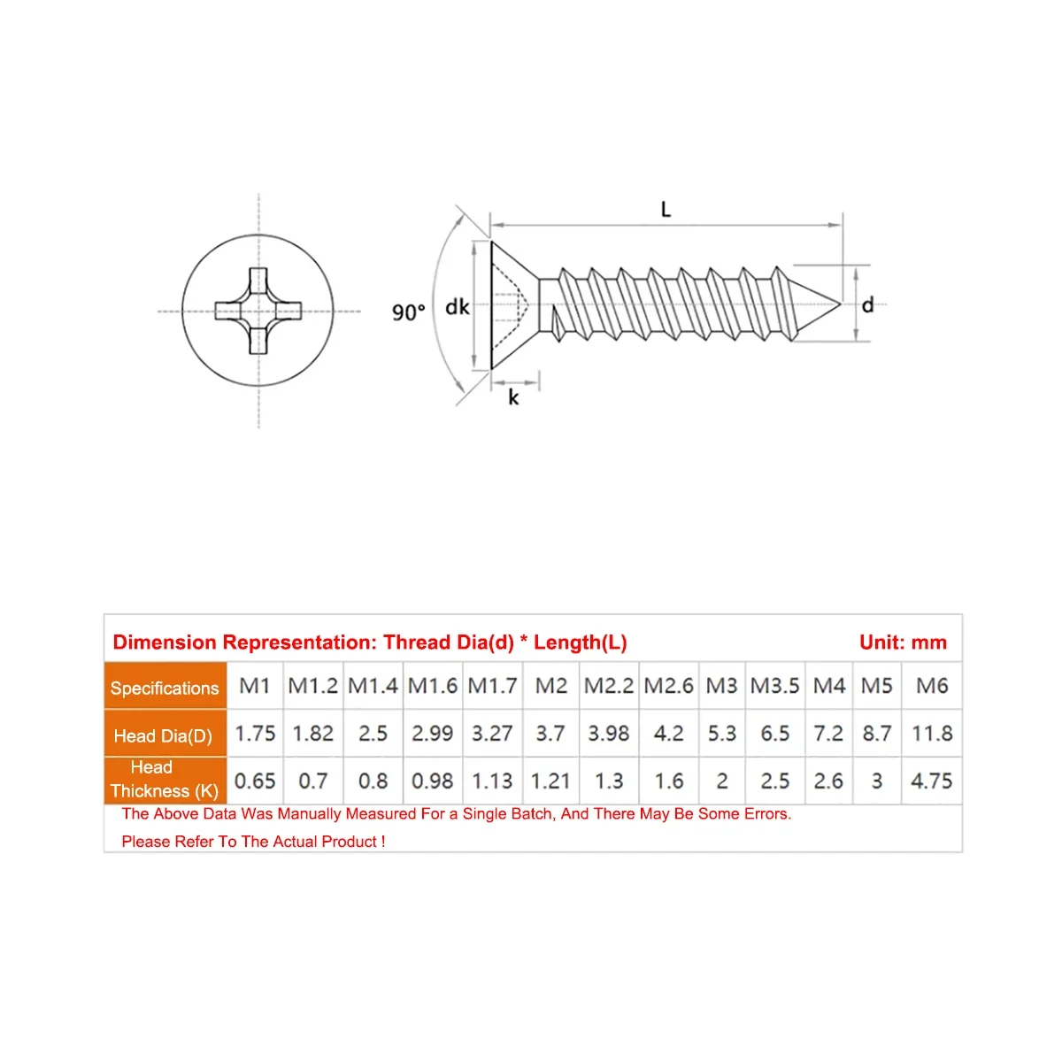 Description Picture 2 of item304 Stainless Steel Countersunk Cross Groove Extended Pointed Self Tapping Screw Switch Socket Panel Installation Screw M4M5
