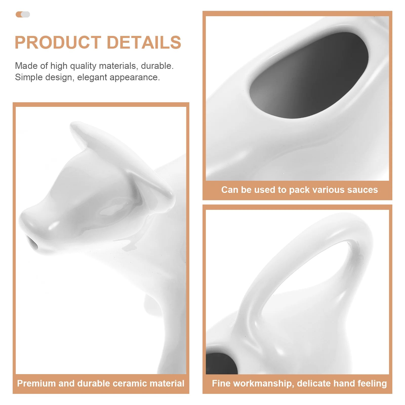 Ceramic Cream Jugs Creamer Pitcher 40Ml Coffee Syrup Jar Cow Shaped Porcelain Creamers