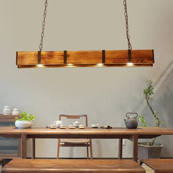 American Style Industry Ceiling Light Vintage Rustic Lamp Wood Beam Farmhouse Chandelier Pendant Lamp 2