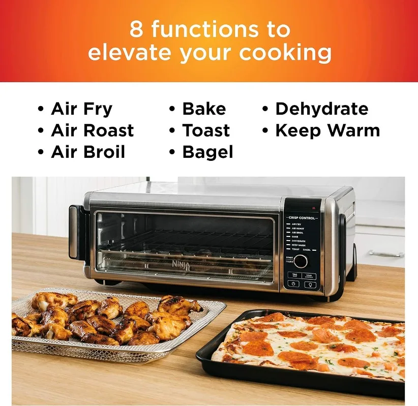 Ninja SP101 Digital Air Fry Countertop Oven with 8-in-1 Functionality, Flip Up & Away Capability for Storage Space