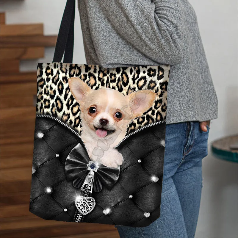 Release Chihuahua All Over Printed Tote Bag Handle Storage Shopper Bag Foldable Reusable Tote Multipurpose 14 Style dog pattern