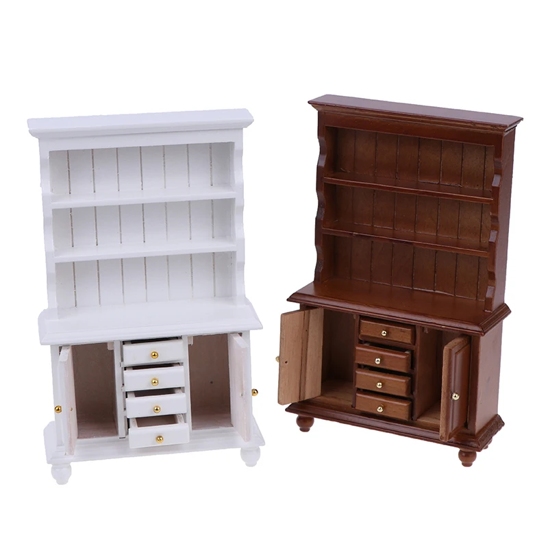 1/12 Dollhouse Miniature Furniture Multifunction Wood Cabinet Bookcase Cabinet