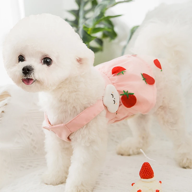 Luxuriöses Hunde-Kleid Liebliches Erdbeer-Hundekleid für Chihuahua und Französische Bulldogge Frühlings-Katzen-Welpen-Prinzessinnenkleid Sommer-Haustierkleidung – Detail 21