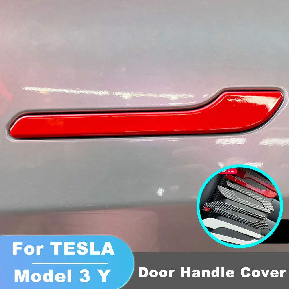 

4 шт., наклейки на дверную ручку автомобиля Tesla Model 3 Y 2017-2023