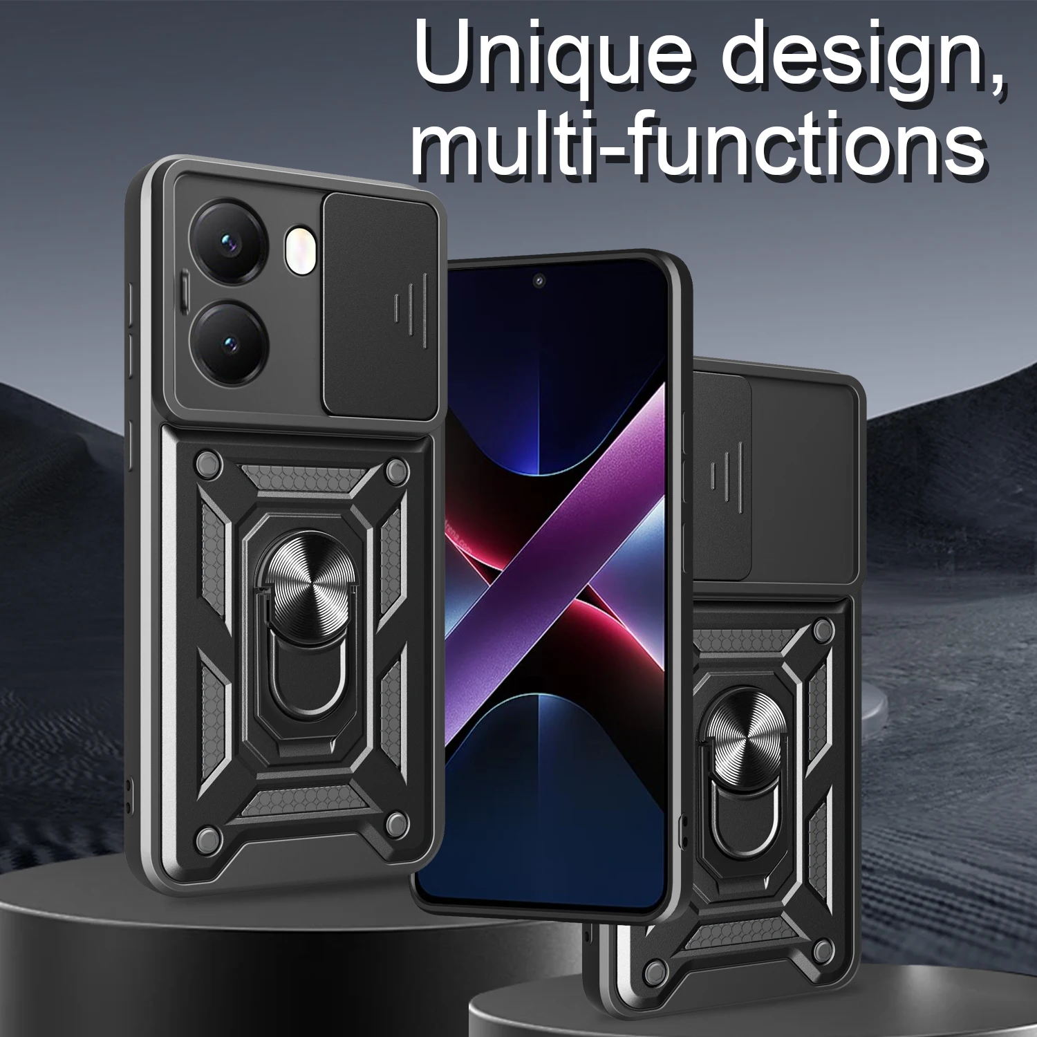 Stoßfest Rüstung Fall Für POCO X7 PRO Auto Halter Telefon Abdeckung Für POCO X6 X5 X3 Pro X3 NFC F6 Pro Kamera objektiv Schutz Fundas – Detail 3