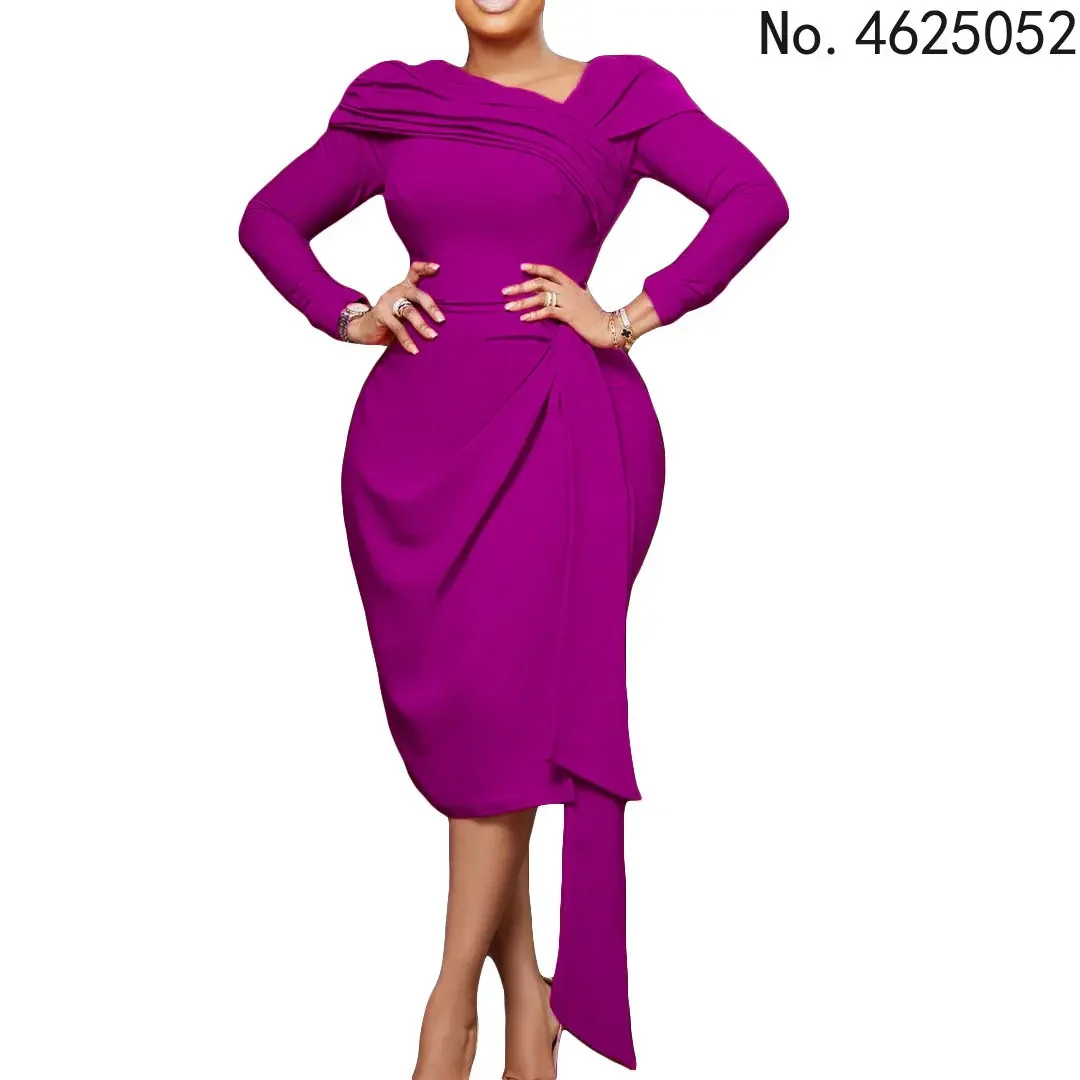 

Elegant Dresses for Women Office Dress Lady Solid High Waisted Sheath Mid Calf Formal Business Work Wear Dress Midi Vestidos Hot