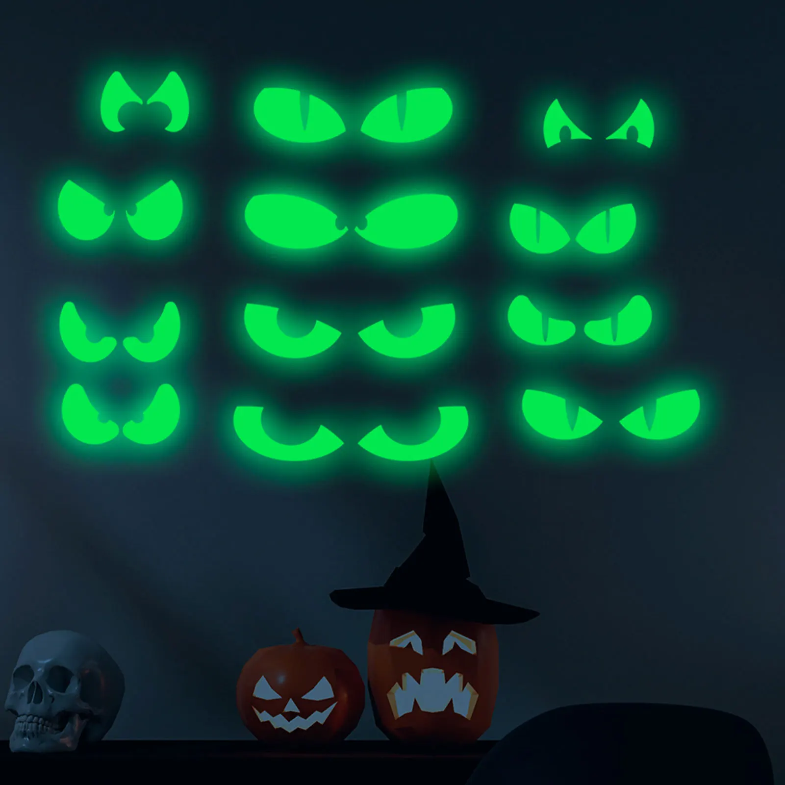 Halloween Luminous Wall Decals Glowing In The Dark Eyes Window Sticker For Halloween Decoration For Home Party Supplies