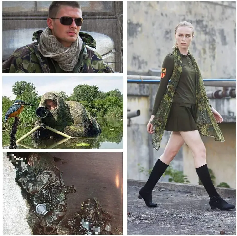 Camouflage Netting Military Camouflage Tactical Mesh Breathable Scarf Sniper Face Veil Scarves For Airsoft Hunting Neckerchief
