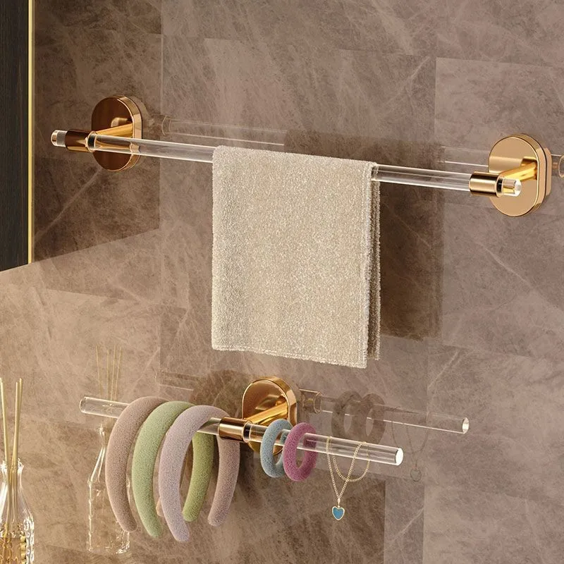 Acrylic Towel Rack Multifunctional Bathroom Balcony Wall Mounted Towel Rack Pole towel Without Punching Pole ZF219