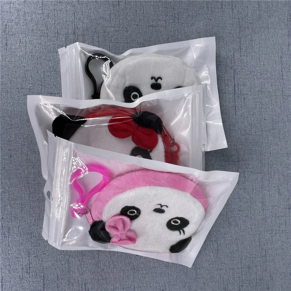 20개/세트 3가지 색상, 작은 8CM 팬더 플러시 가방 장난감, 플러시 팬더 동전 가방 파우치 지갑