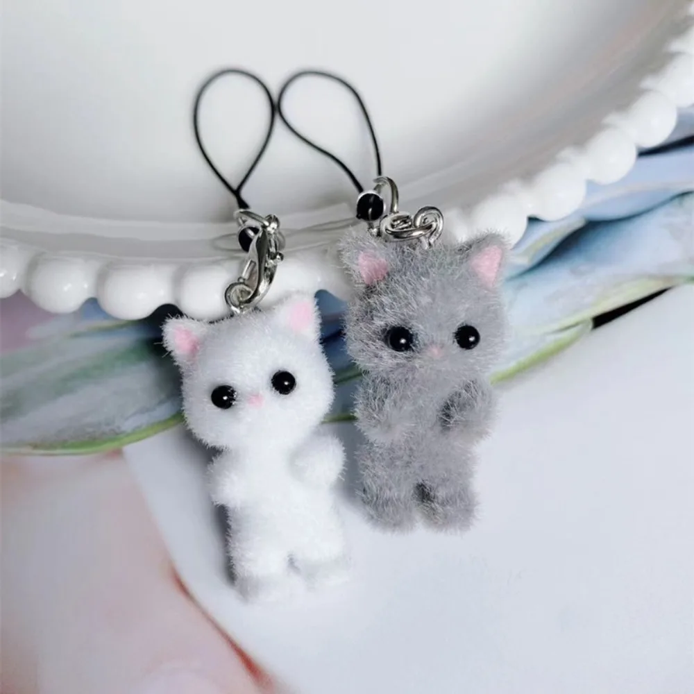Resin Plush Cat Phone Ornament Purse Pendant