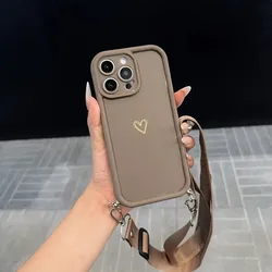 Luxury Gold Heart Phone Case with Adjustable Hanging Rope for iPhone Air (1)
