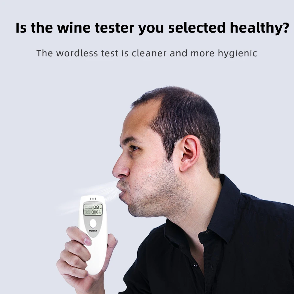 Non-Contact Breath Alcohol Tester Digital Sound Alarm Alcohol Tester LCD Screen Breathalyzer High Accuracy Police Alcotest
