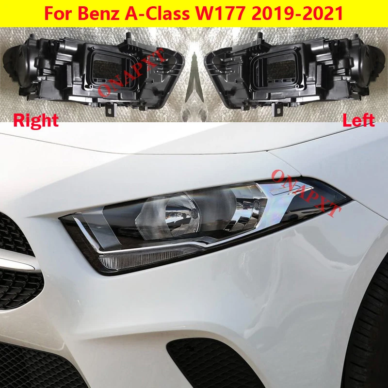 

Front Headlight Cover Black Base Headlamp Back Housing Bottom Protection Shell For Mercedes-Benz A-Class W177 2019-2021