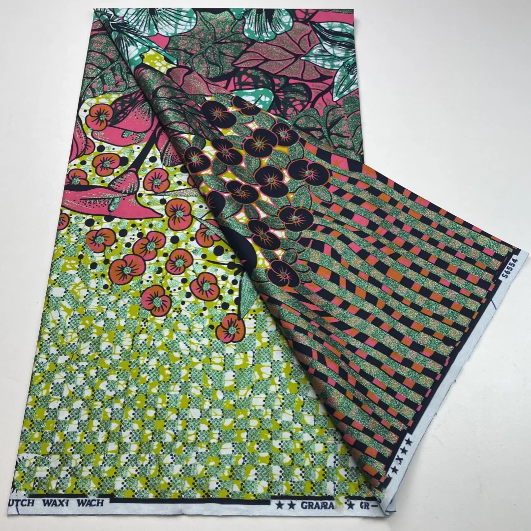 New Design 100% Cotton Top Quality Golden Supe-V Wax African Fabric For Wedding Dress Making Craft Loincloth C35