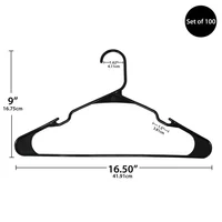100-Pack Plastic Hangers Black Notched Adult Closet Organization Storage Solution Sweaters Shirts Coats Strong Durable Easy 2