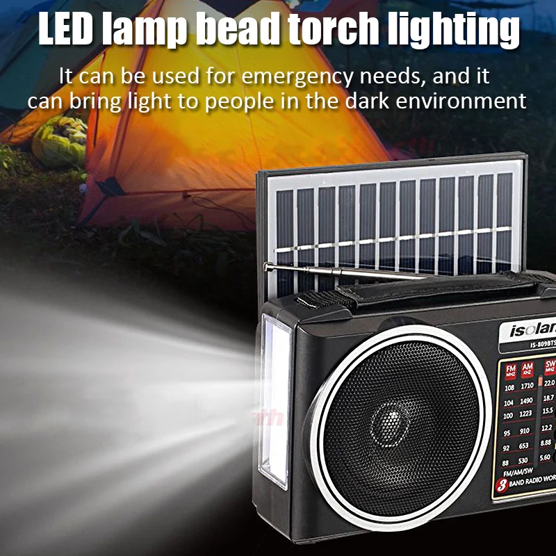 Portable Solar Radio with Bluetooth Speaker and Flashlight