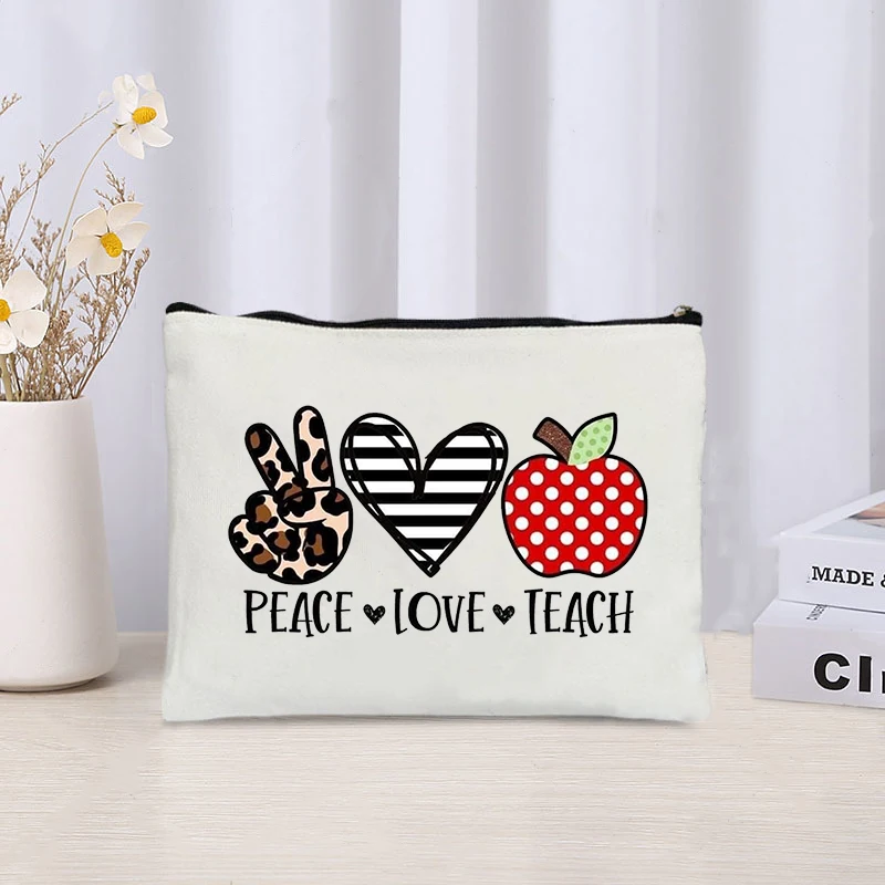 Teacher Cosmetic Case Back To Shool Gift Trendy Zipper Makeup Bag Pouch Thank You Teachers Gifts Pencil Case Lipstick Storage