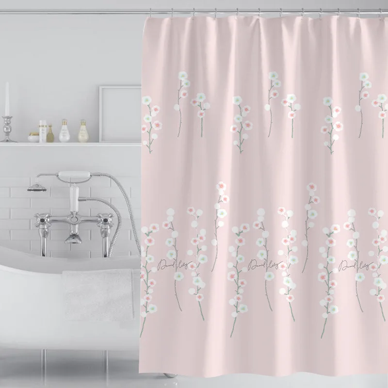 

Rose Flowers Shower Curtains Daisy Print Polyester Bath Curtain Modern Waterproof Bathroom Decorative with 12pcs Plastic Hooks