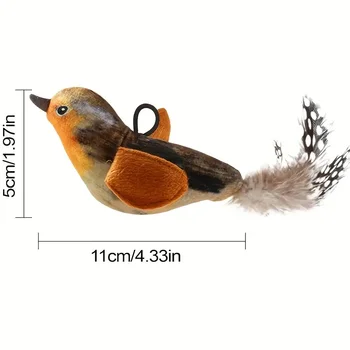 Alternative view of Interactive Touch-Activated Flapping Bird Cat Toy Plush Sparrow Kicking Toy with Realistic Chirping Sound, Suitable for Exercise