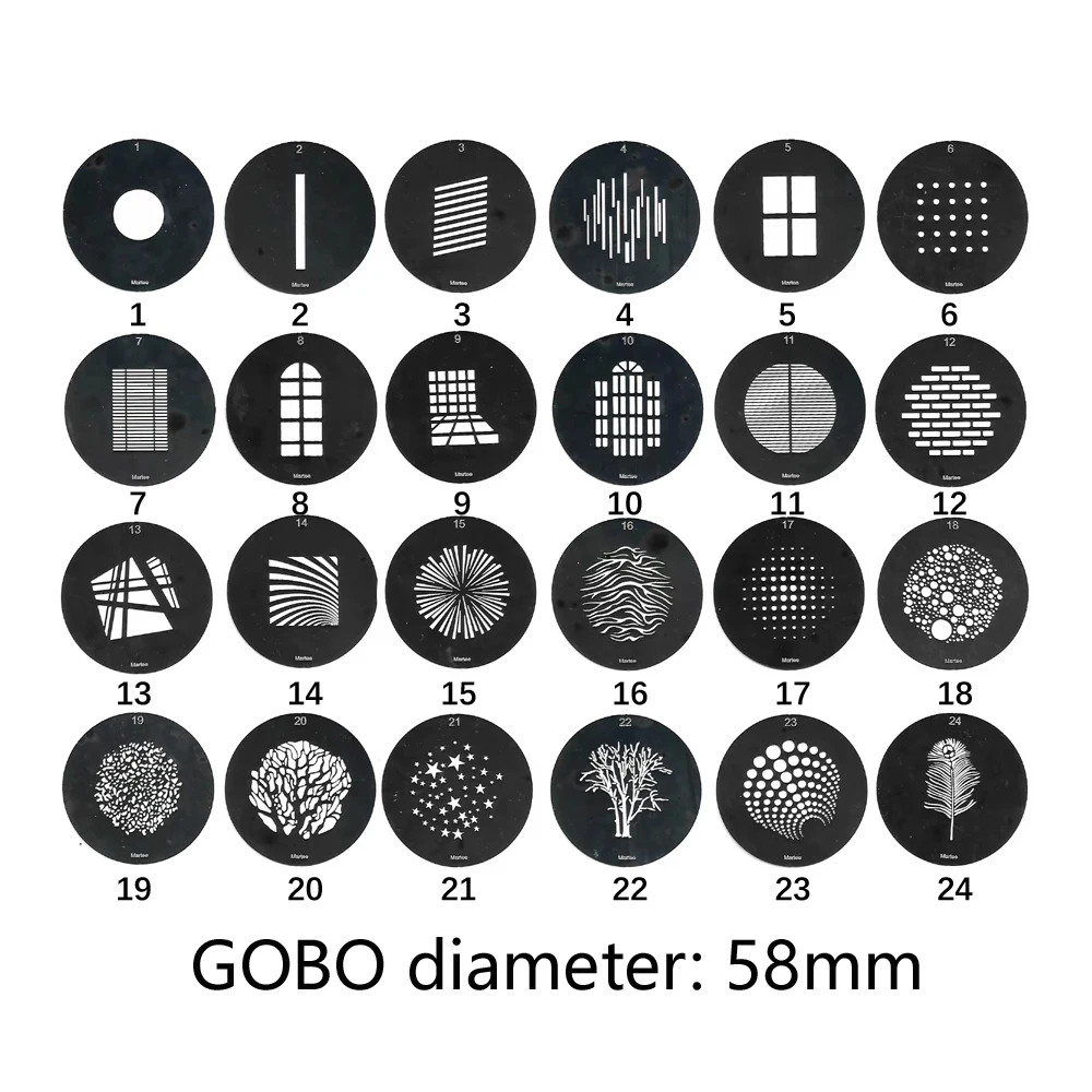 Cartões de Feixe Padrão Ponto Óptico Gobos Gráficos Snoot Slider Cônicos Fundo Faça Você Mesmo Universal Efeito de Luz Novo Estilo 58 mm - Image 4