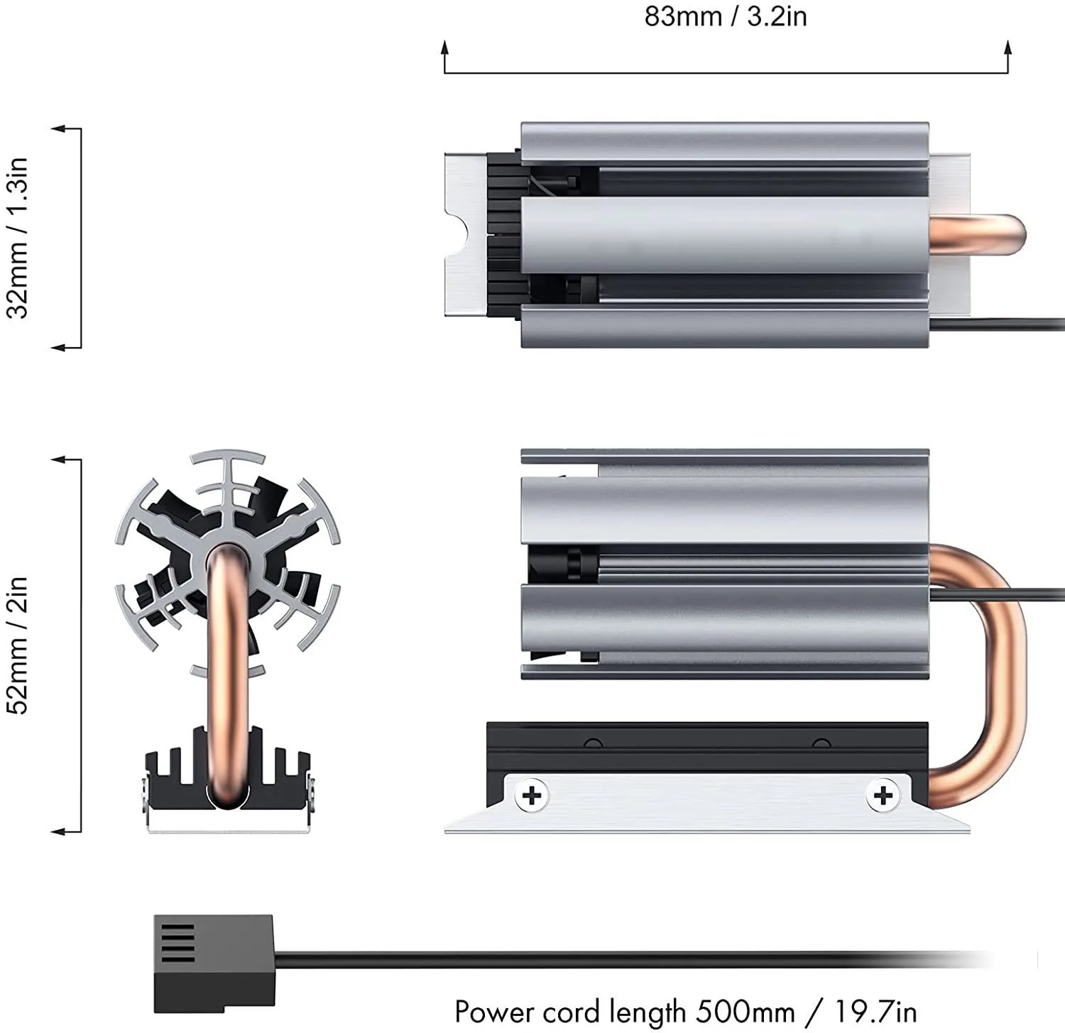Ssd Foguete Dissipador de Calor Construído com Ajustável Pwm Ventilador Refrigeração Silicone Therma Almofadas Cooler para m2 Nvme 2280 Ssd M.2 - Imagem 4