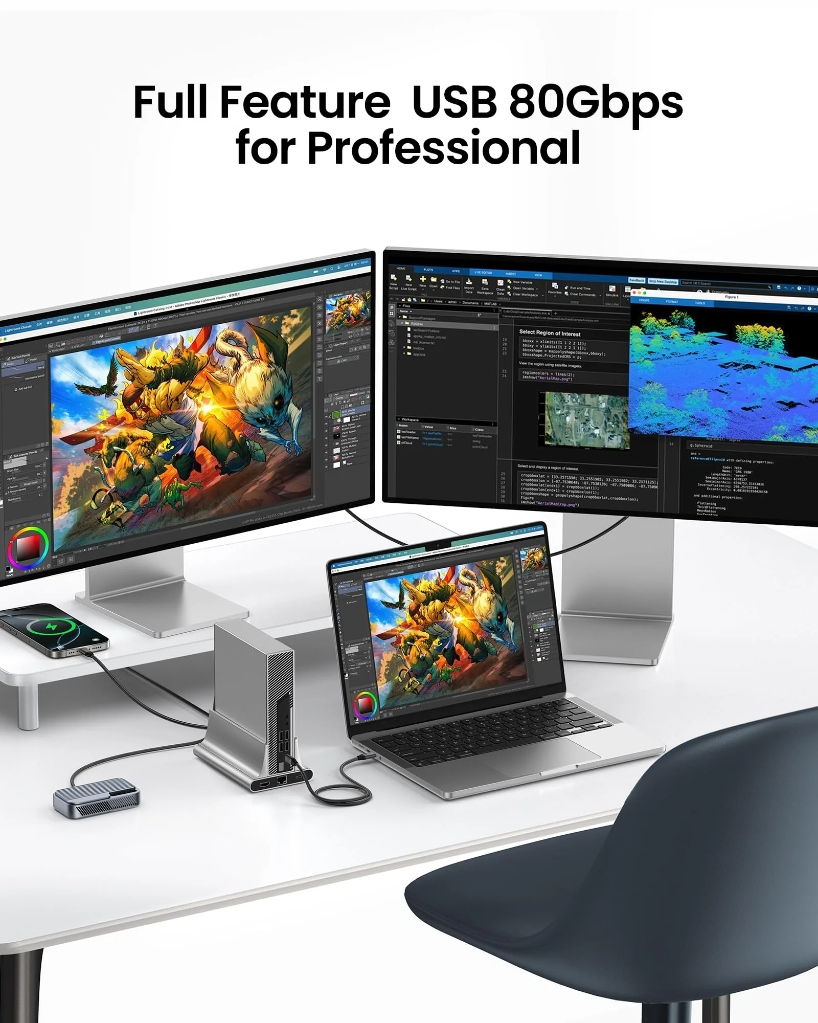 Thunderbolt5/4/3과 호환되는 80Gbps USB 4 V2.0 케이블 16K/듀얼 8K 디스플레이용 120Gbps 대역폭 노트북용 240W 고속 충전
